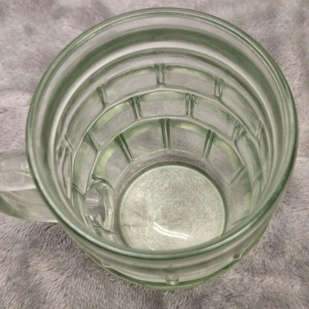 Vintage Dimpled Glass Beer Mug Clear Green Tint Paneled Tankard 4.5 Inch